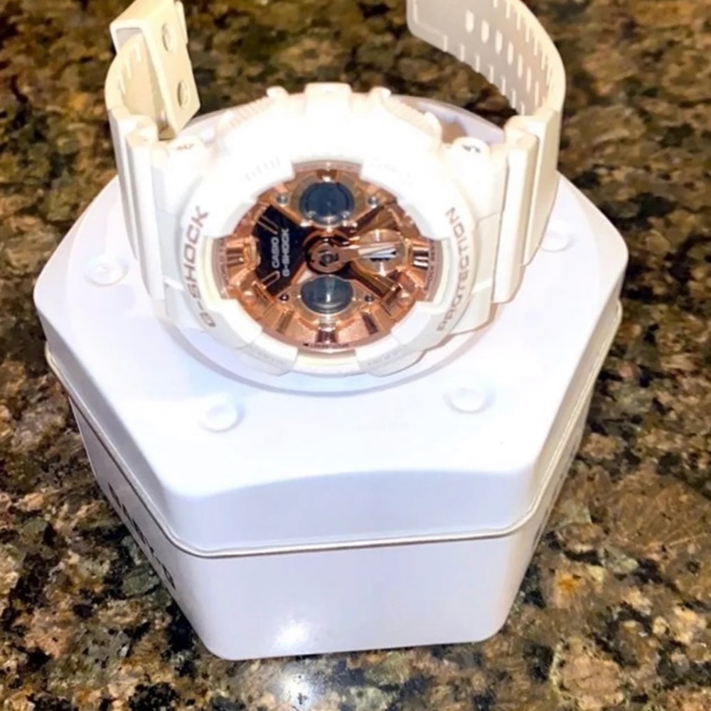 Baby G Shock White and Rose Gold